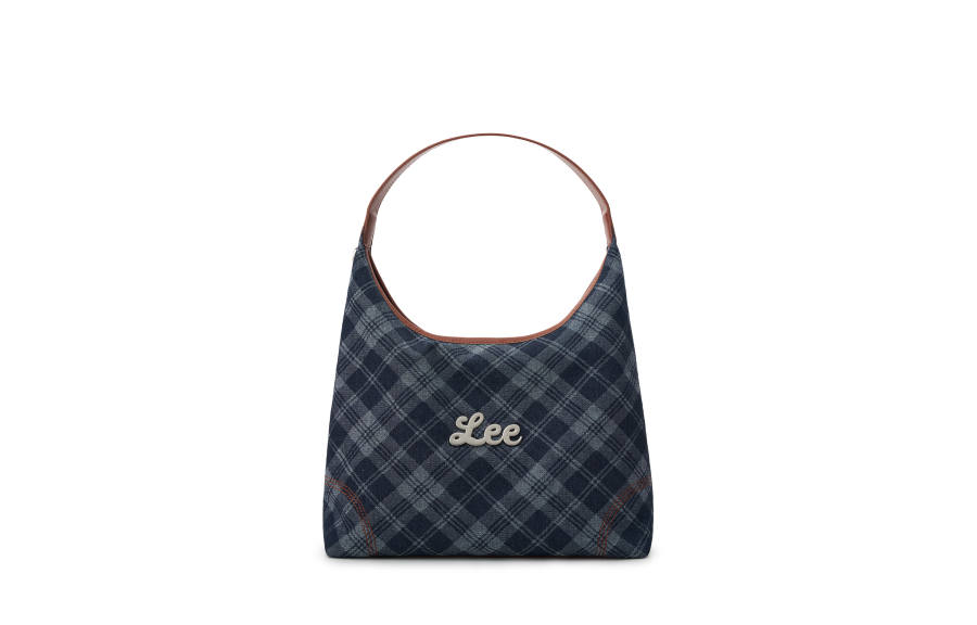Lee PU, Textile Mixture Portable Shoulder Bag Women's Blue & Brown
