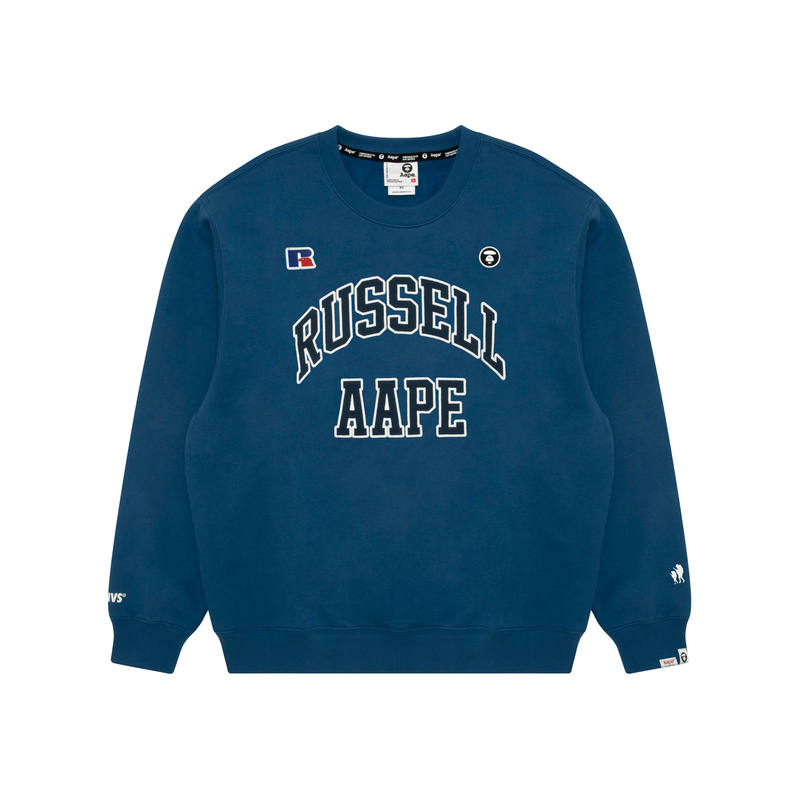 Aape BAPE X Russell Athletic Sweatshirts Men's Blue BLE Crew Neck Moderate Other