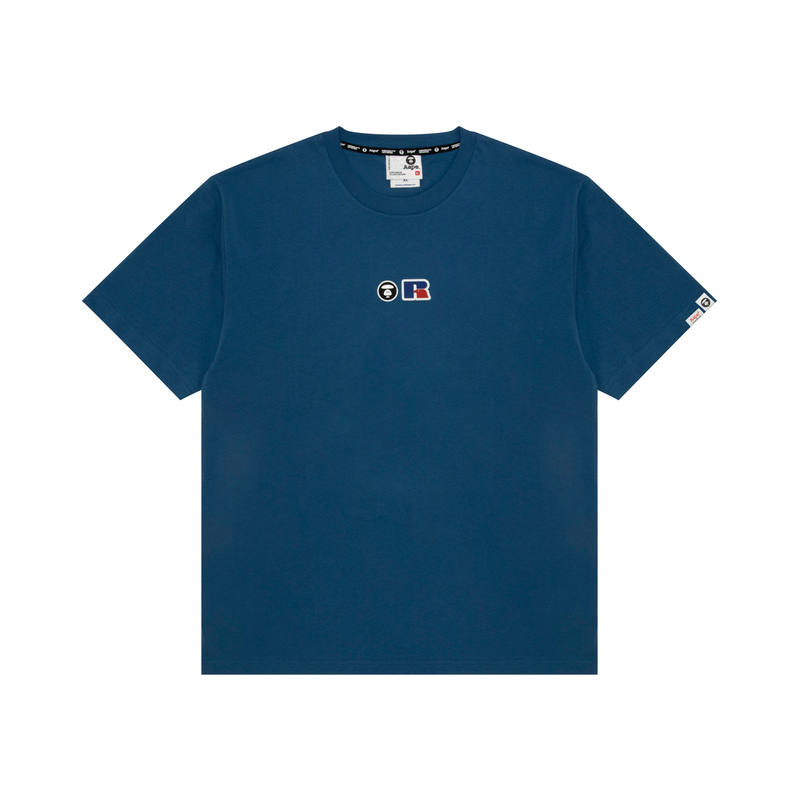 Aape BAPE X Russell Athletic T Shirts Men's Crew Neck Moderate Straight Fit