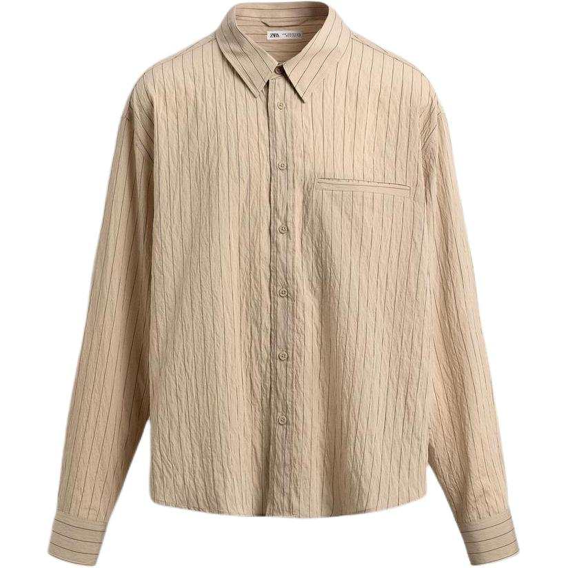ZARA ZARA Shirts Men's Beige Lapel Moderate