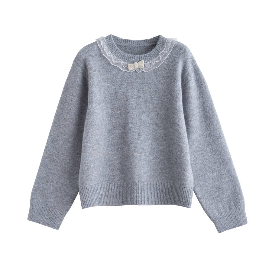 Tonlion Knitwear Women's Light Heather Gray Crew Neck Moderate