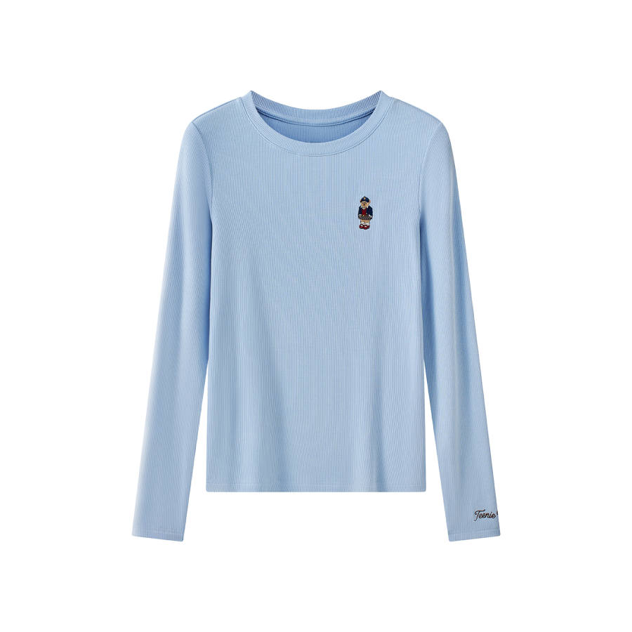 Teenie Weenie Bear Mulberry Silk Thermal Underwear Tops Slim Fit Long Sleeved Top Thickened And Fleece Lined