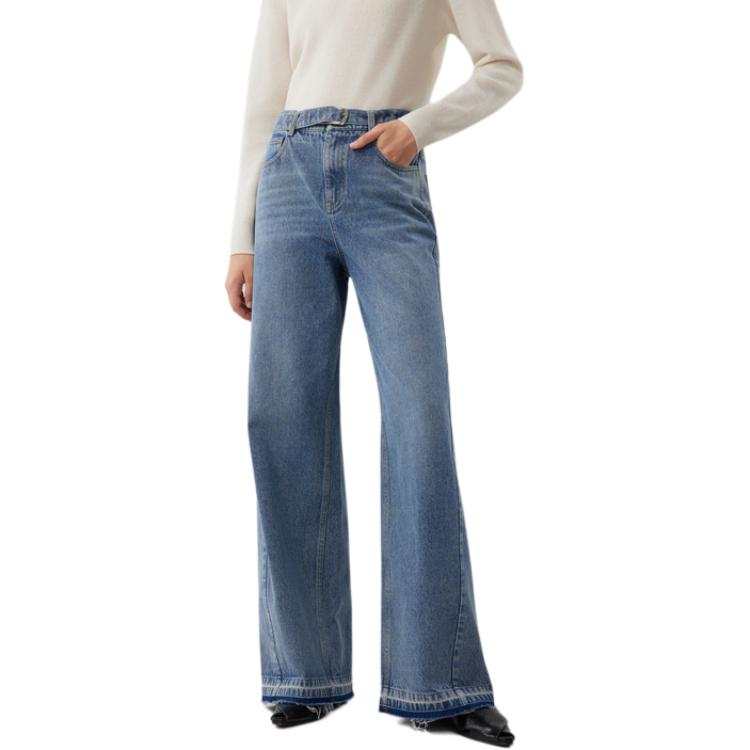 ELLE Jeans Women's Denim Blue Moderate Straight Fit Pants