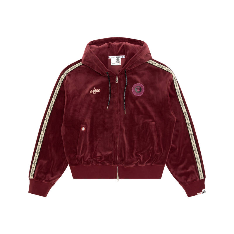 Aape logo velvet hoodie
