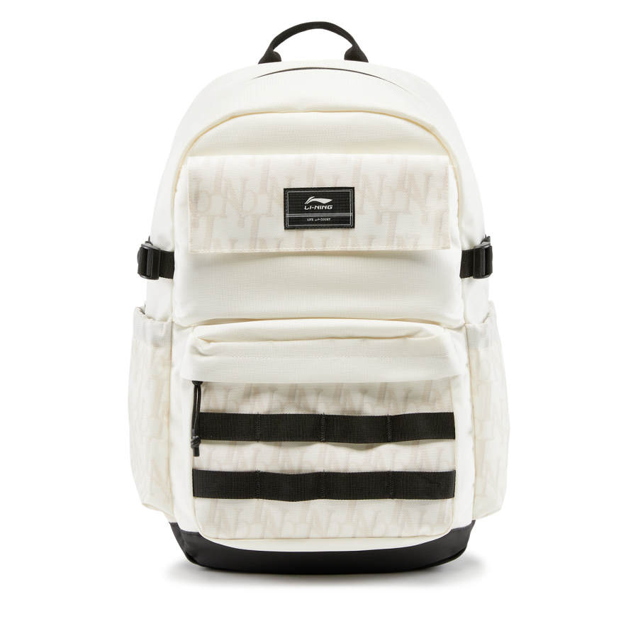 Li-Ning Li Ning Sports Life Collection Letter Print Polyester Backpack Unisex Ivory