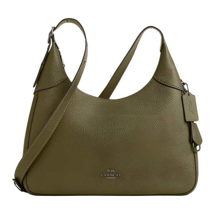 COACH Ella Cow Leather Crossbody Bag, Shoulder Bag Large Women's Olive Green