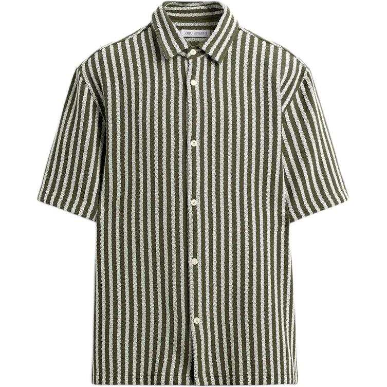 ZARA Shirts Men's Khaki Lapel Moderate