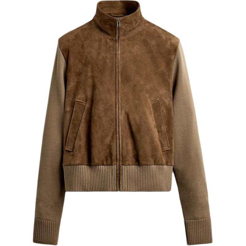 ZARA Jackets Men's Dark Camel Stand Collar Moderate Other