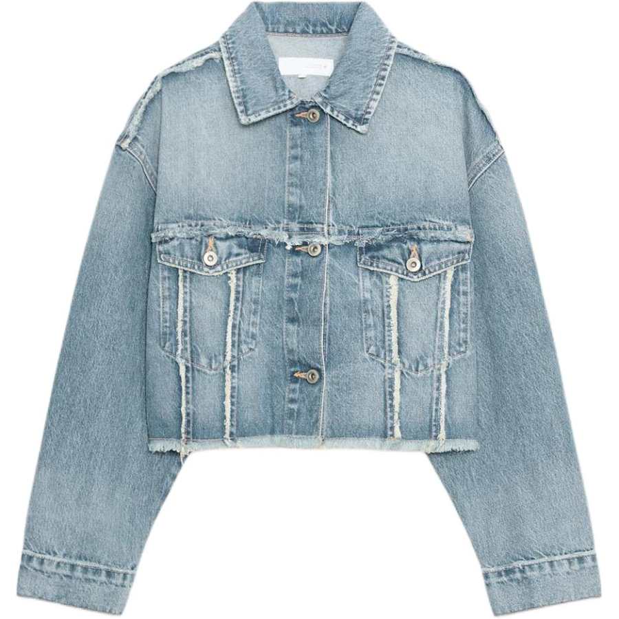 ZARA Trf Denim Jackets Women's Blue Lapel Moderate Straight Fit