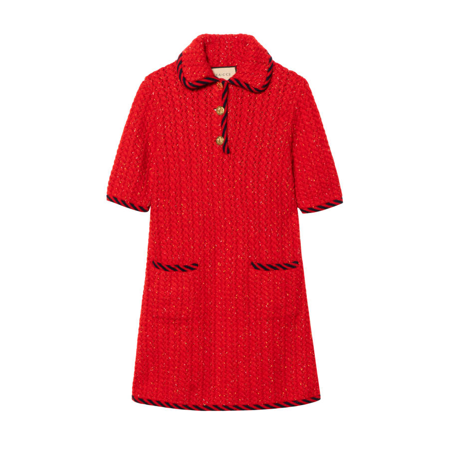 GUCCI FW22 Short Sleeved Dress Women's Red