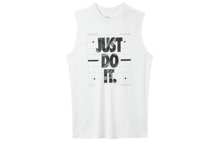 Nike Nike Tank Tops Men's White Crew Neck Moderate Straight Fit