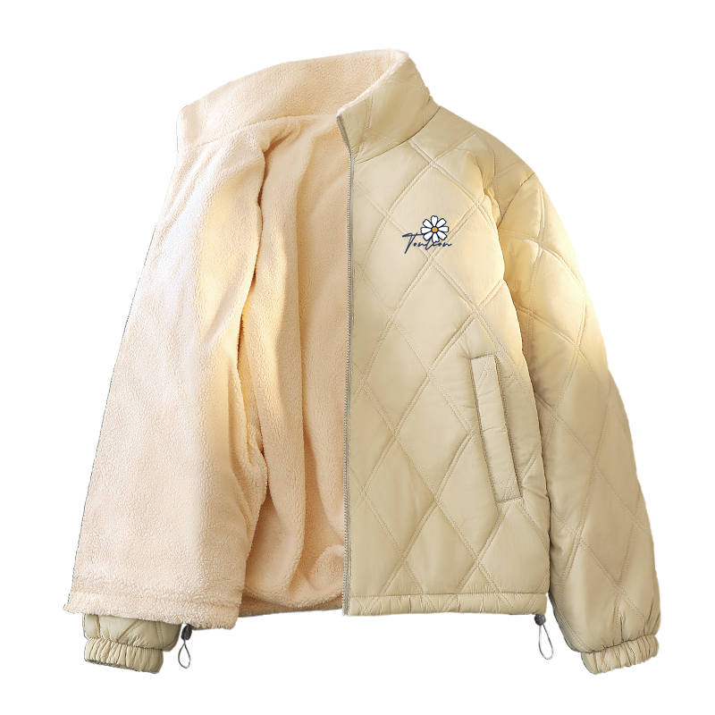 Tonlion Puffer Jackets Unisex Stand Collar Fleece Lined Puffer Jacket
