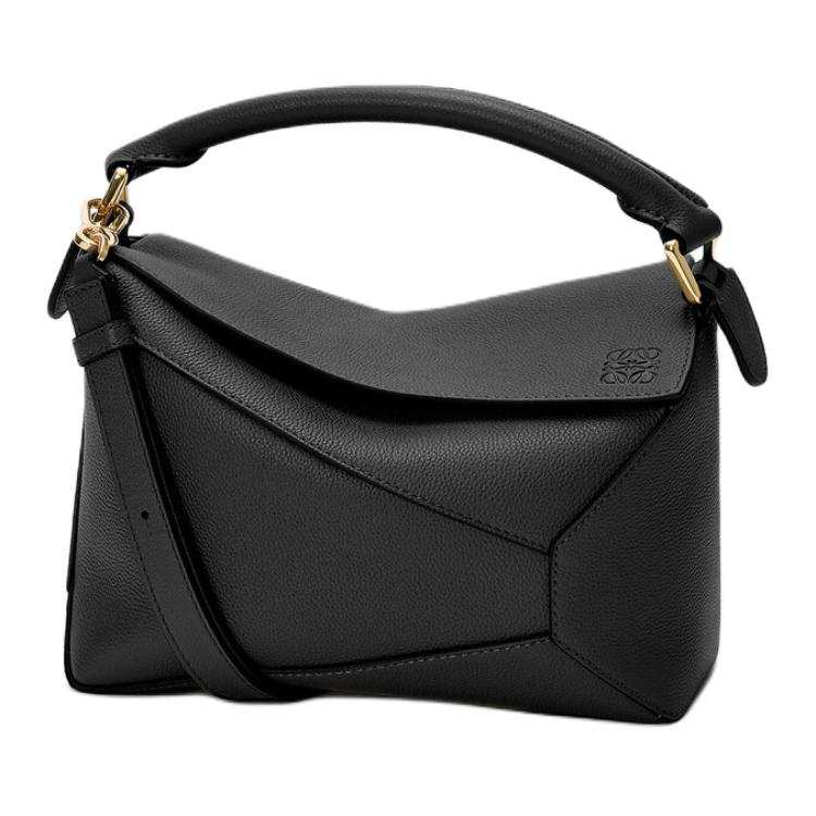LOEWE Puzzle Calfskin One Shoulder Handbag Small Women's Black