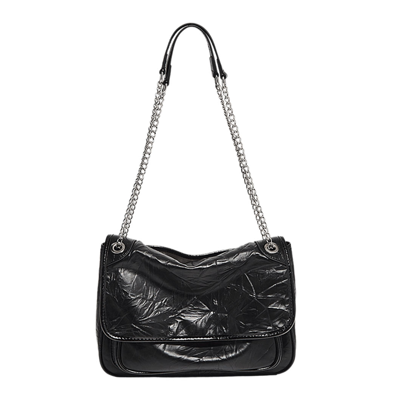 Marino Orlandi Cow Leather, Synthetic Leather Chain Bag, Shoulder Bag Medium Women's Black