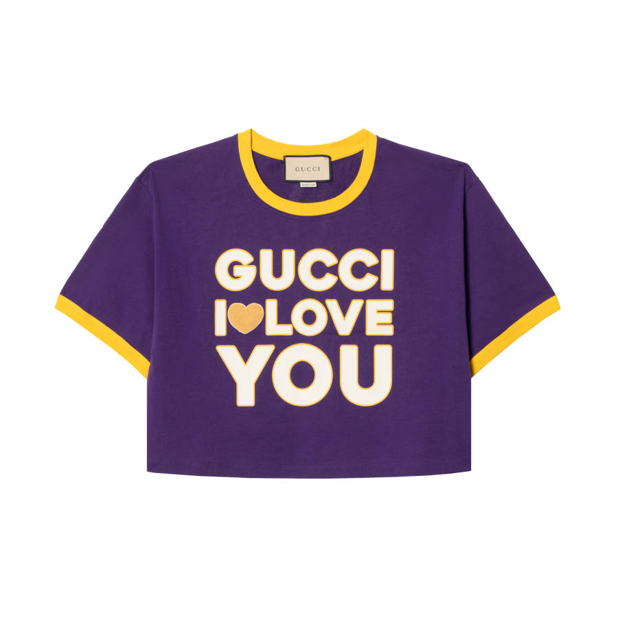GUCCI SS23 Drop Shoulder Sleeve T Shirt Women's Dark Purple