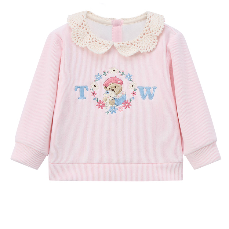 Teenie Weenie Men Sweatshirt Cute Style Fleece Lined Lace Crew Neck Pullover Long Sleeved Kids'
