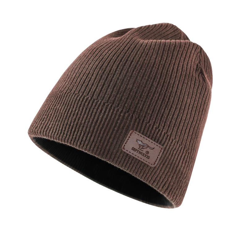 SEPTWOLVES SEPTWOLVES Fleece Lined Thermal Knitted Fabric Cold Resistant Versatile Minimalist Style Polyester Beanies Unisex