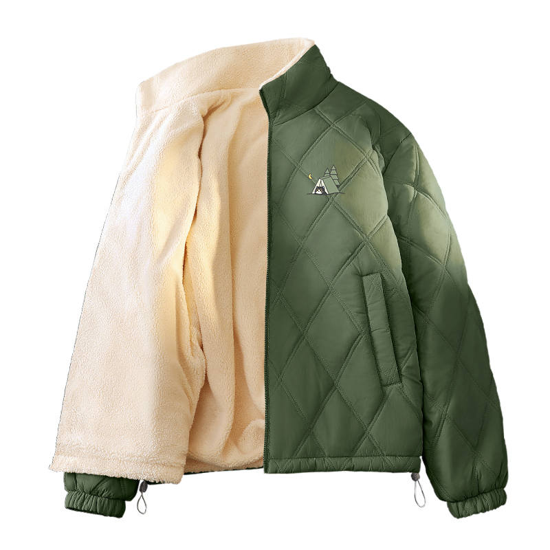 Tonlion Puffer Jackets Unisex Stand Collar Fleece Lined Puffer Jacket