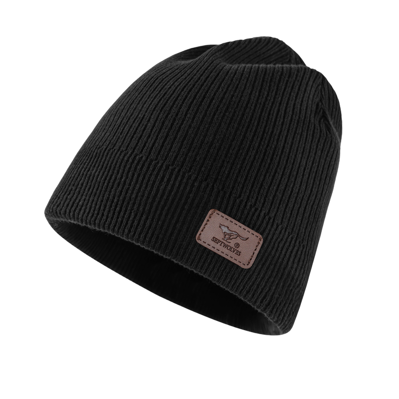 SEPTWOLVES SEPTWOLVES Fall Winter Fleece Lined Thermal Knitted Hat Cold Resistant Versatile Polyester Beanies Unisex