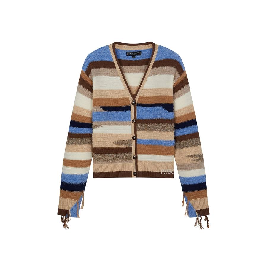 Teenie Weenie Sweaters Women's Khaki V Neck Moderate Cardigan