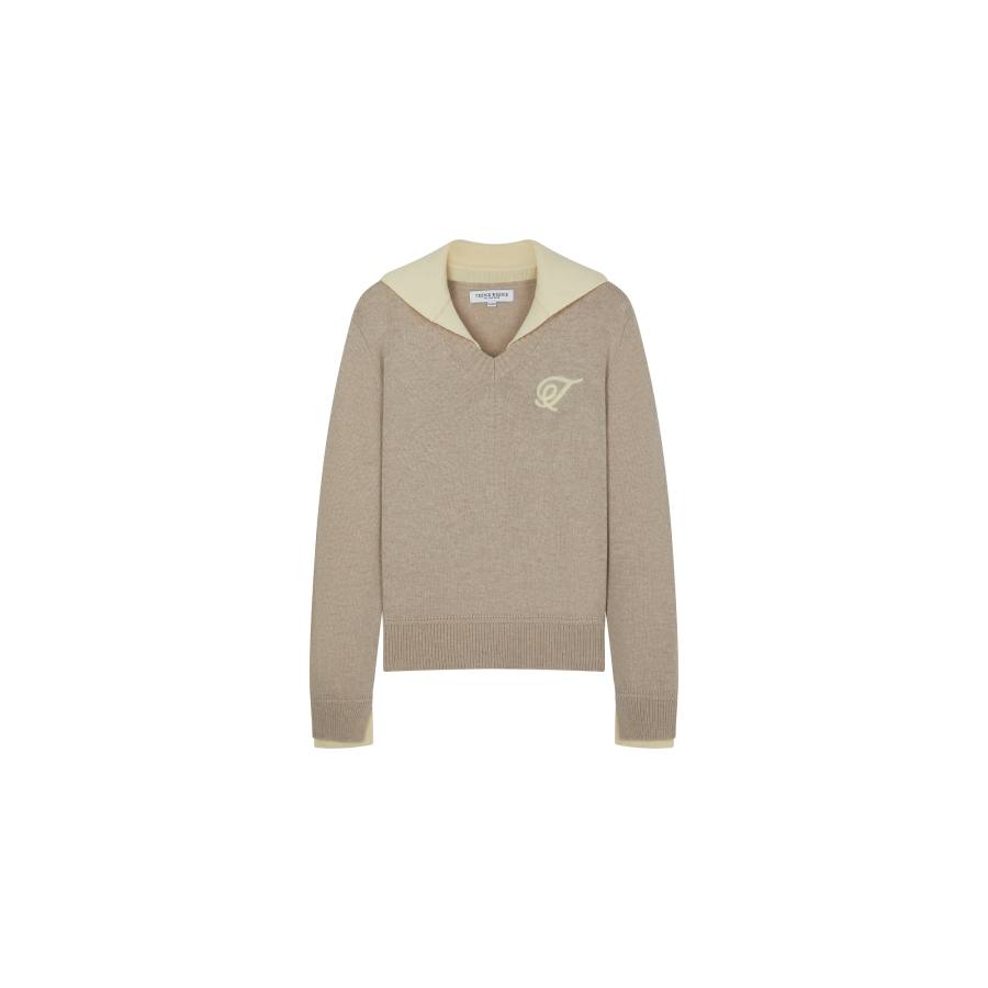 Teenie Weenie Sweaters Women's Khaki Lapel Moderate Mock Two Piece