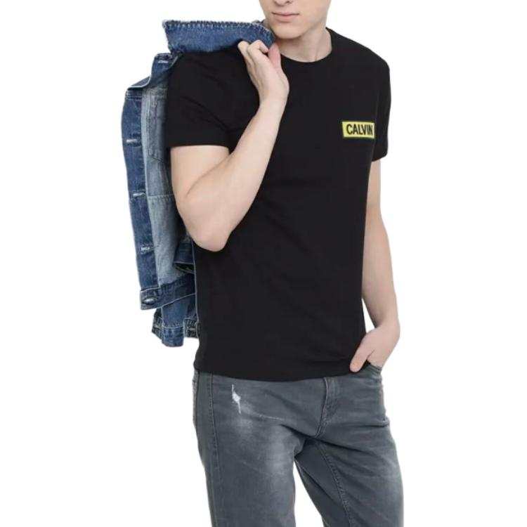 Calvin Klein T Shirts Men's Black Crew Neck Moderate