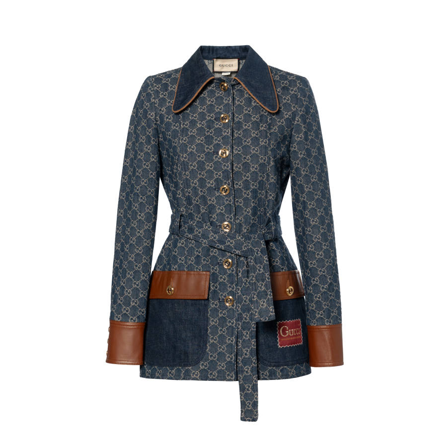 GUCCI Demin Denim Jacket Women's Dark Blue