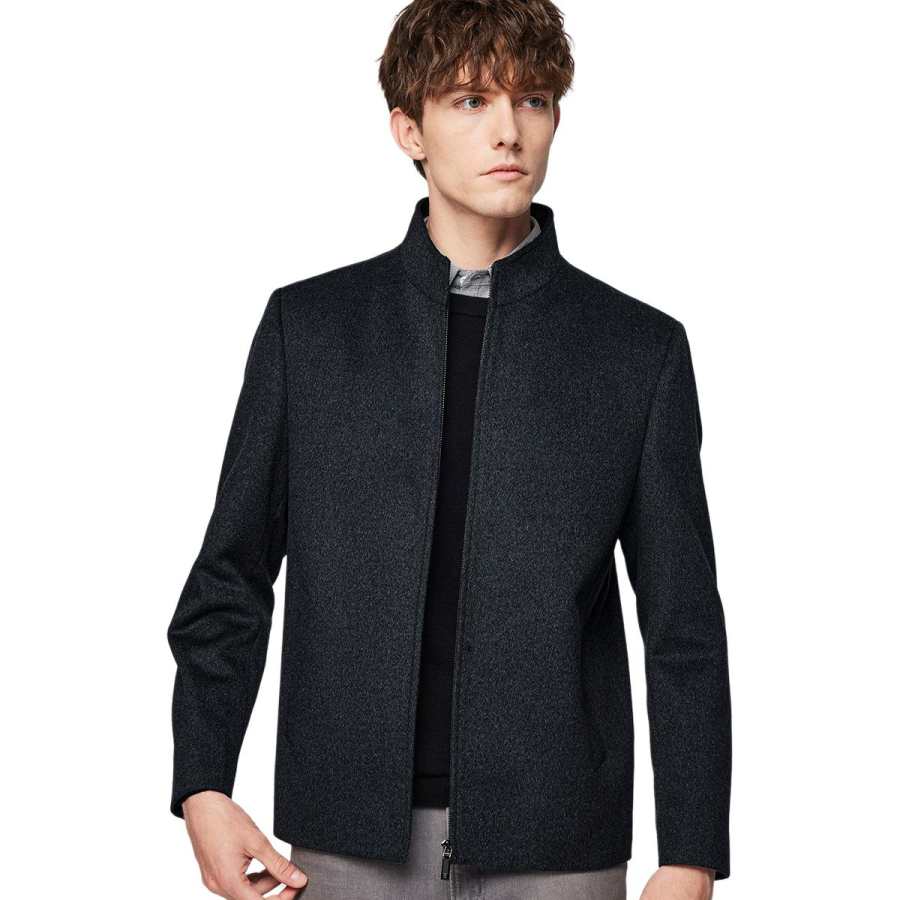 Hodo Coats Men's Stand Collar Thickened And Fleece Lined Straight Fit