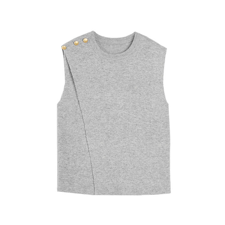 ELLE Knitwear Women's Light Gray Crew Neck Moderate