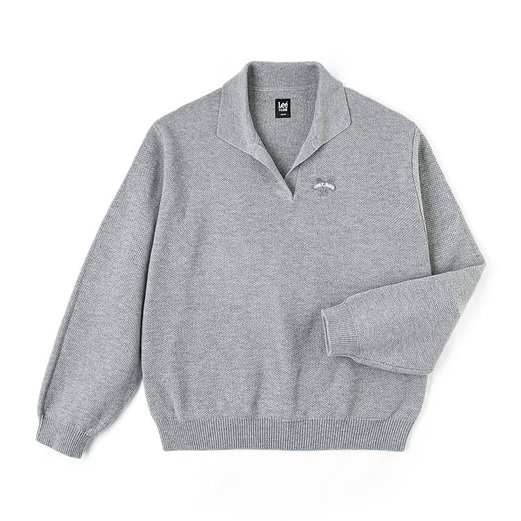 Lee Lee Sweaters Women's Gray Lapel Moderate Base Layer