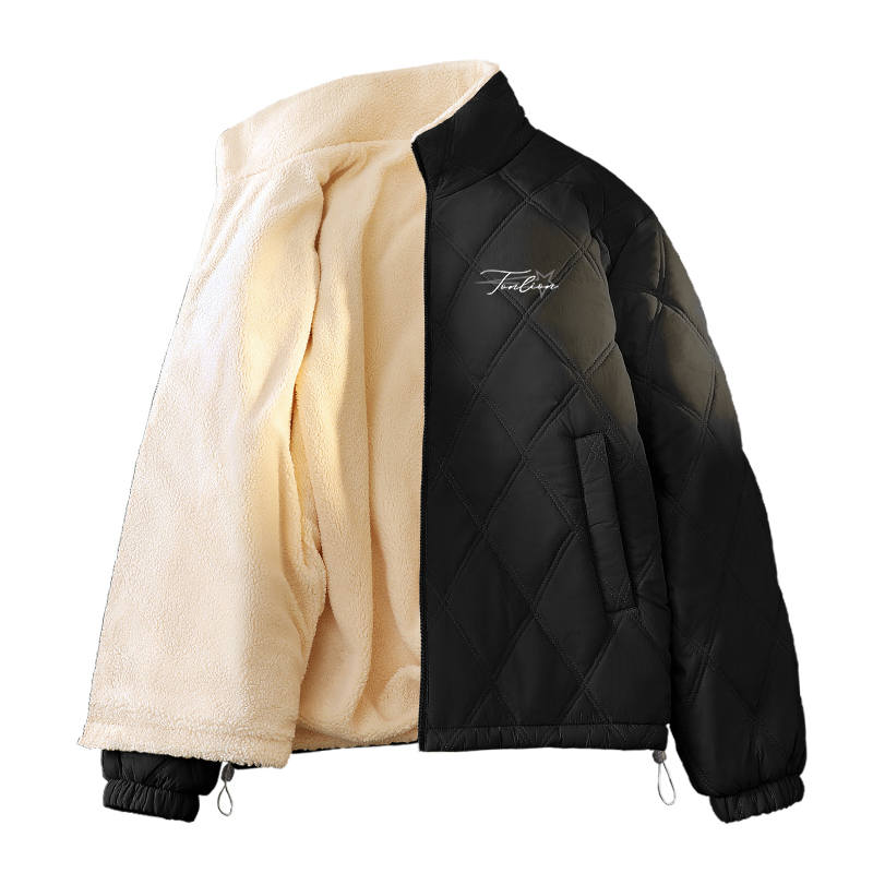 Tonlion Puffer Jackets Unisex Stand Collar Fleece Lined Puffer Jacket