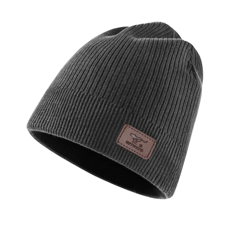 SEPTWOLVES SEPTWOLVES Fleece Lined Thermal Knitting Yarn Cold Resistant Minimalist Style Versatile Polyester Beanies Unisex