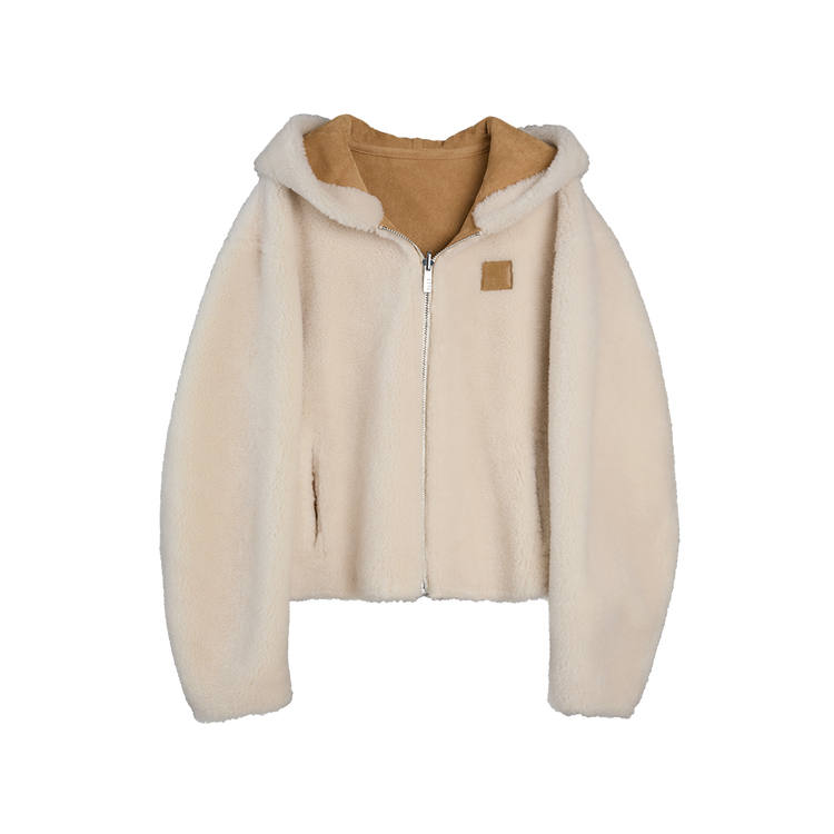 ELLE Velvet Jackets Women's Ecru Hooded Moderate