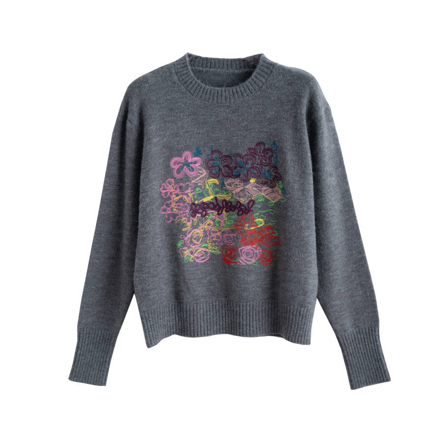 Tonlion Knitwear Women's Gray Tone Crew Neck Moderate