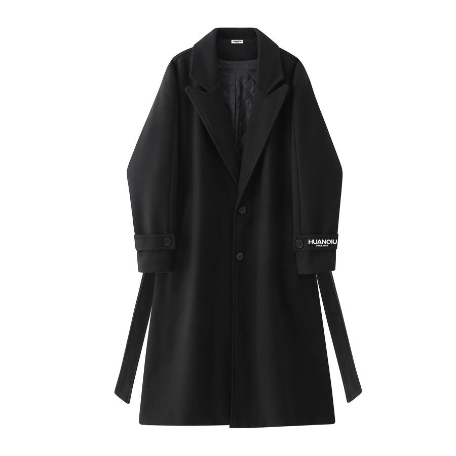 HUANQIU Coats Unisex Lapel Thickened Straight Fit