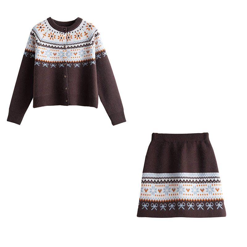 Tonlion Two Piece Skirt Sets Women's Crew Neck Moderate Short