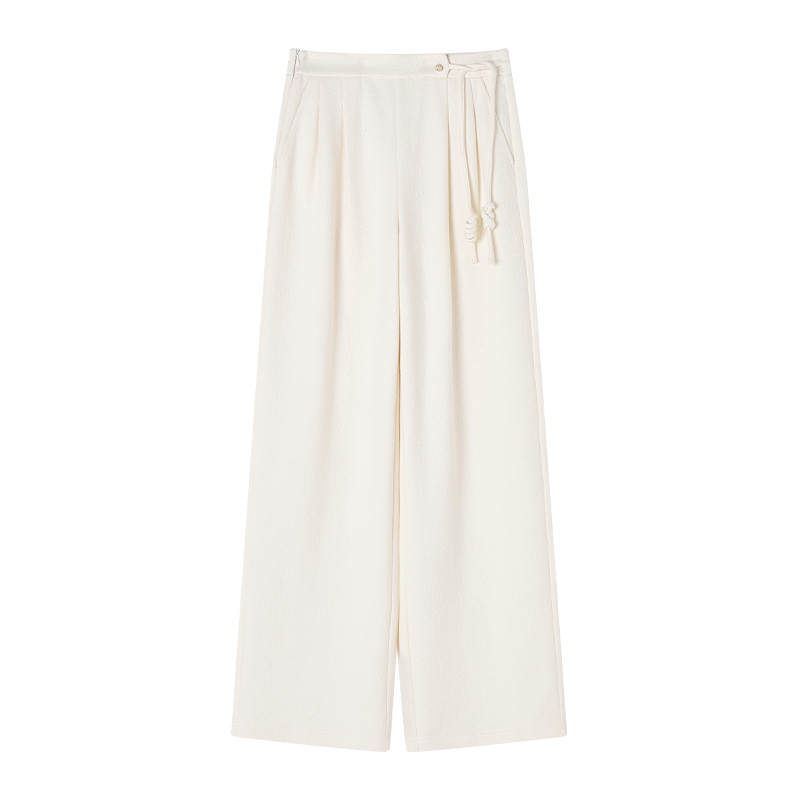 XIANGYING Casual Pants Women's Heron White Moderate Straight Fit Pants