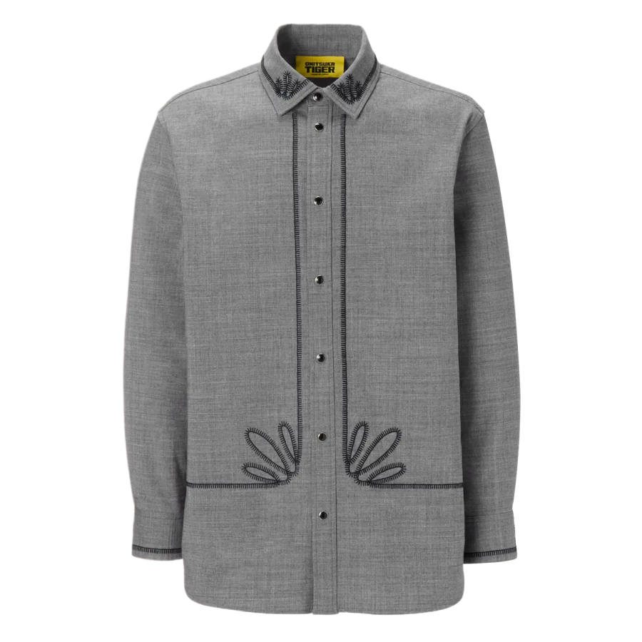 Onitsuka Tiger Shirts Men's Gray Lapel Moderate