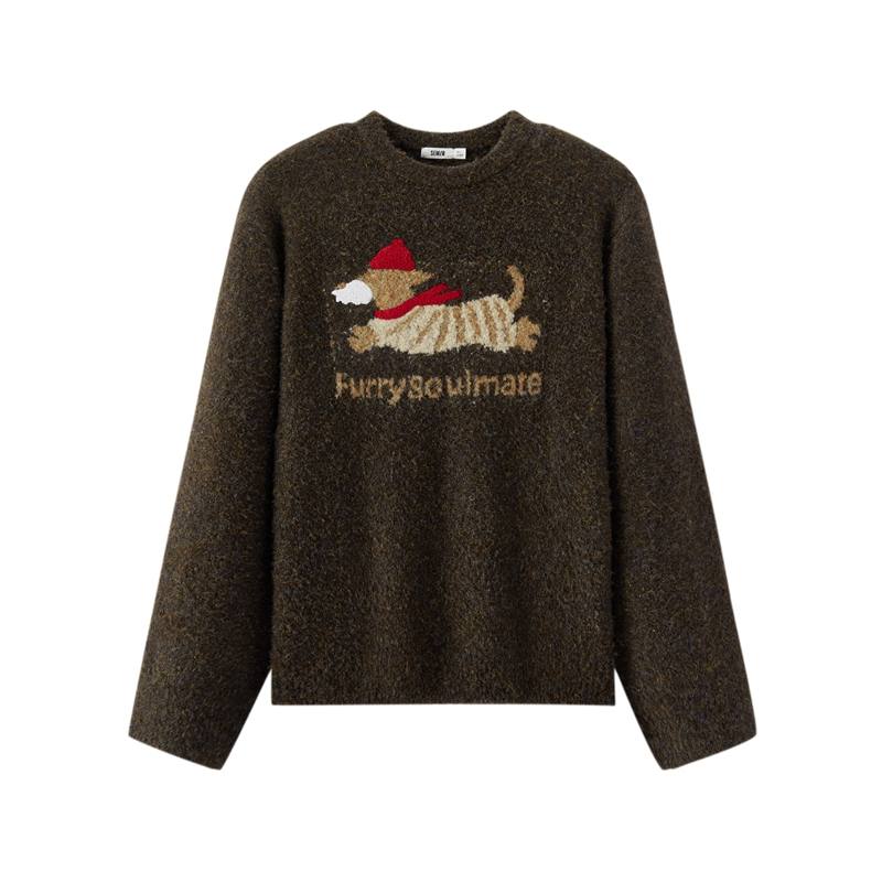 Semir Knitwear Men's Coffee Tone 00355 Crew Neck Moderate Other