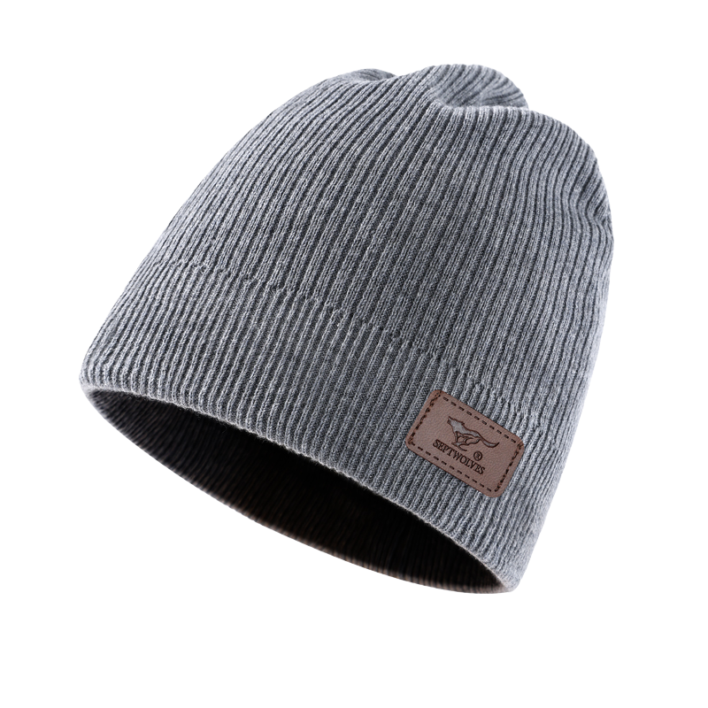 SEPTWOLVES SEPTWOLVES Light Gray Fleece Lined Thermal Insulation Versatile Polyester Beanies Unisex