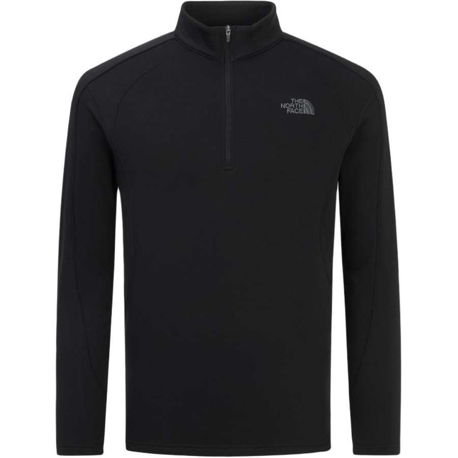 THE NORTH FACE Clean Fit High End Fleece Lined Thermal Half Zip Stand Collar Thickened Long Sleeved T Shirt Men's Black
