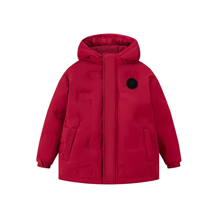 Converse Down Jacket Hooded Fleece Lined Thermal Outdoor Comfortable Red Kids'