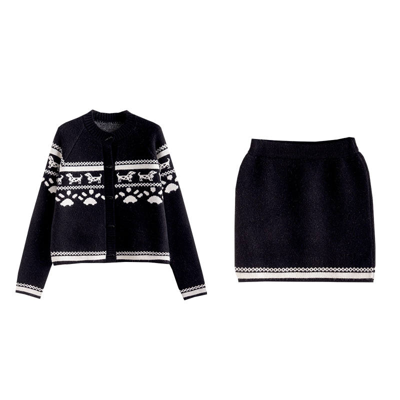Tonlion Two Piece Skirt Sets Women's Crew Neck Moderate Short