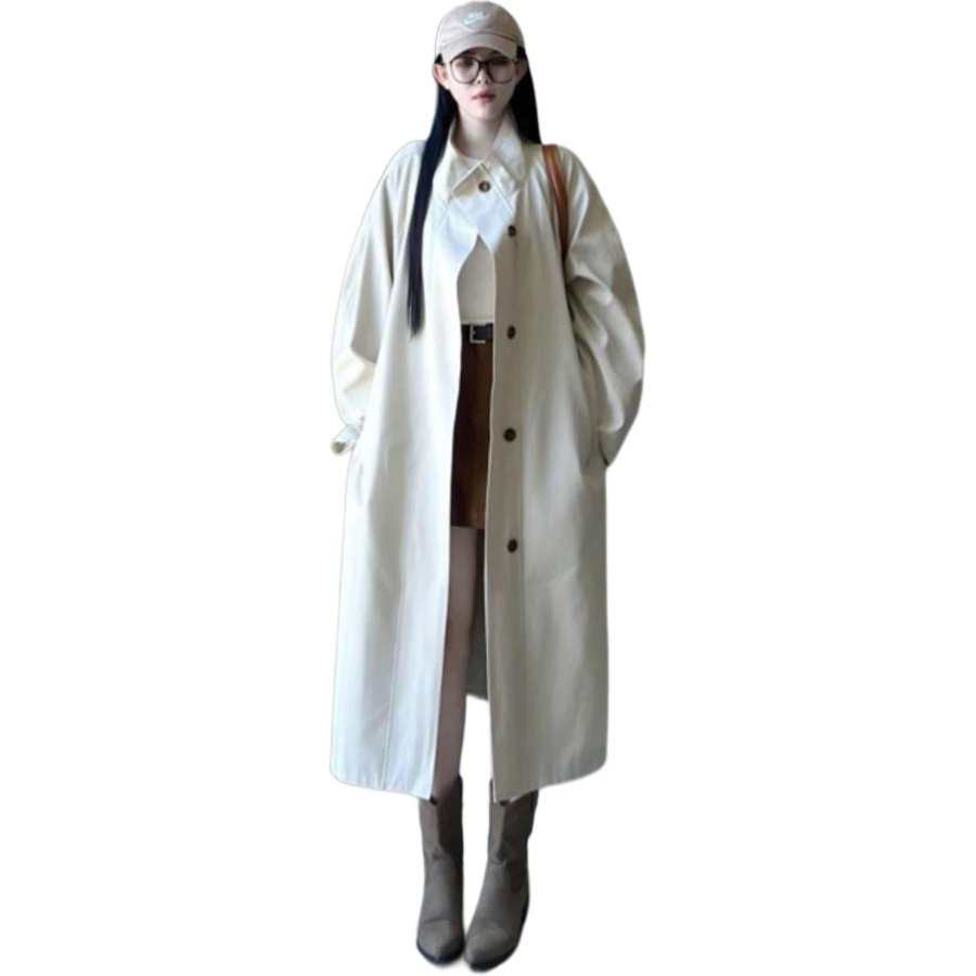 SIXUSICHOU Trench Coats Unisex White Lapel Moderate Other