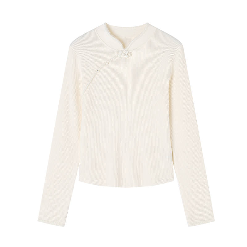 XIANGYING Knitwear Women's Heron White Stand Collar Moderate Base Layer