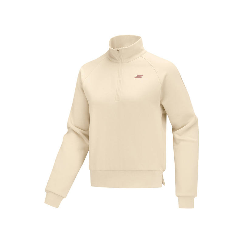 Skechers Sweatshirts Women's Ivory White/001J Half Turtleneck Thickened