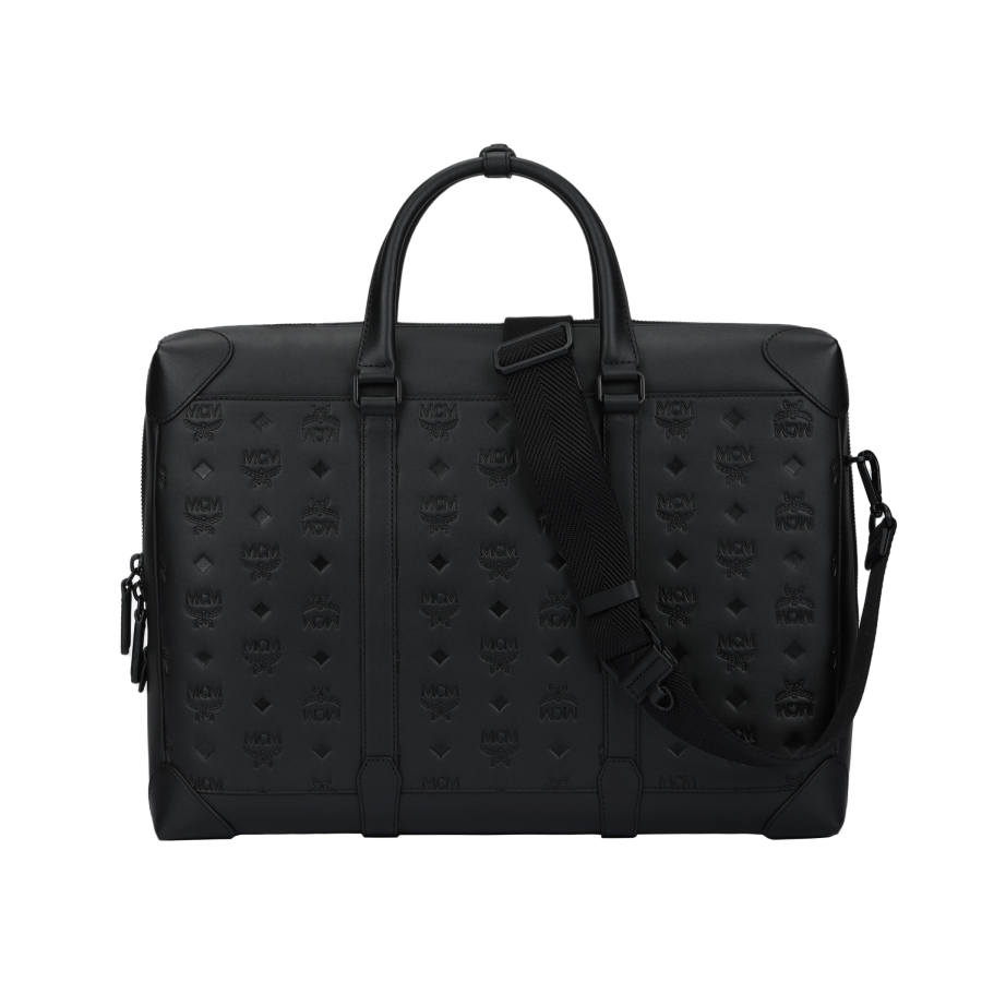 MCM Klassik Visetos Nappa Leather Crossbody Handbag Large Unisex Black