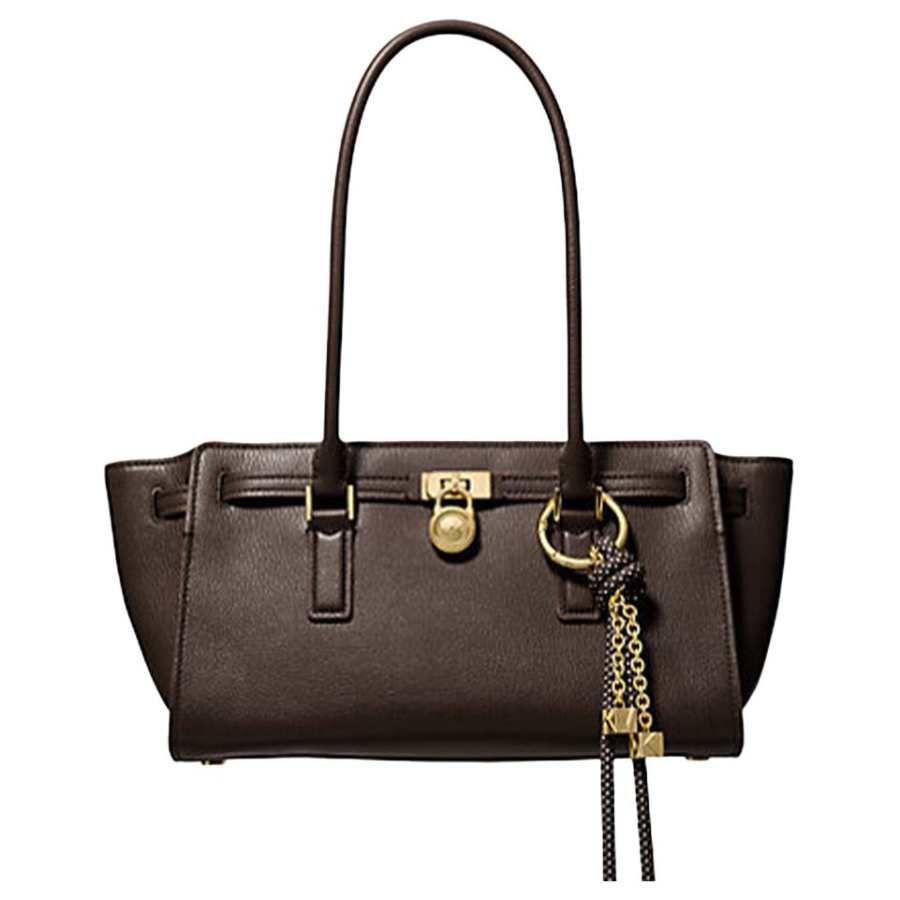MICHAEL KORS Hamilton Leather Shoulder Bag Women's Chocolate