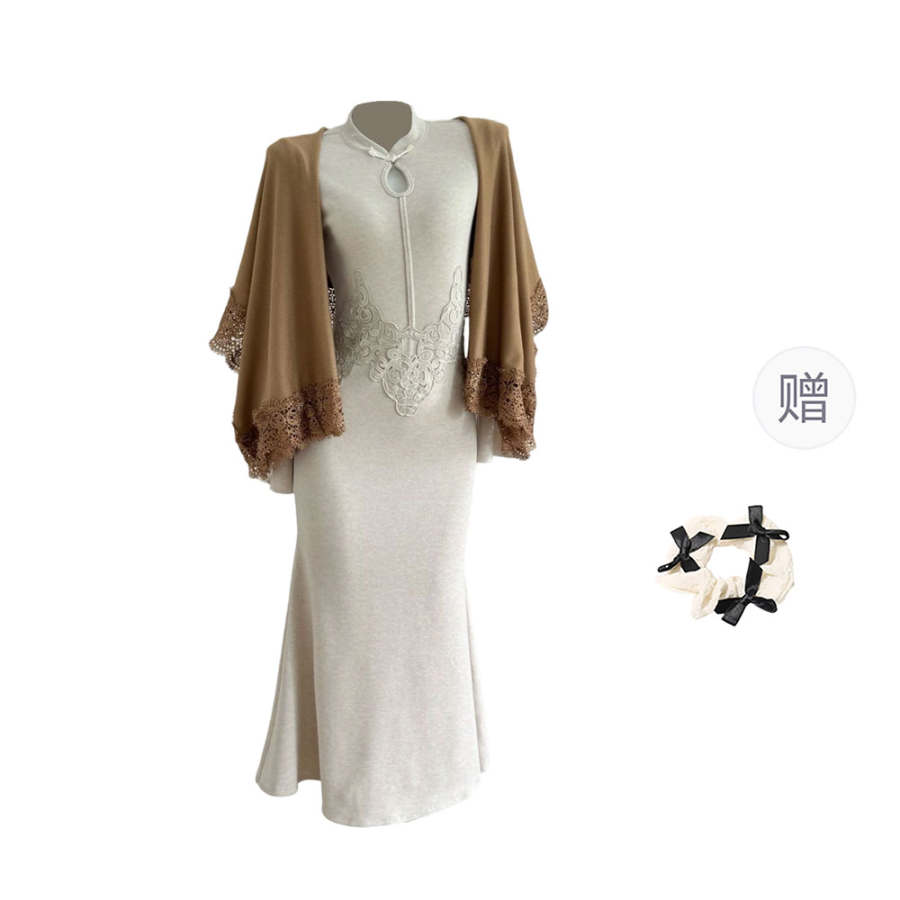 CPAURA Two Piece Skirt Sets Women's Stand Collar Moderate Mid Length