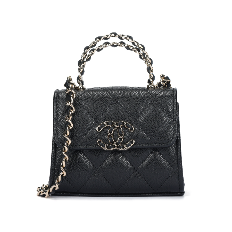 CHANEL 23P SS Calfskin Clutch Small Women's Black